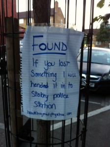 A lost and found note
