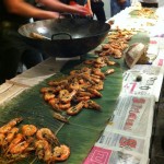 Prawns on the table at Wok + Wine