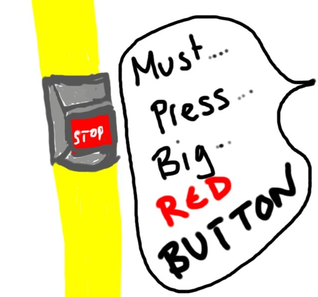 Big red stop button on the bus. Mmm