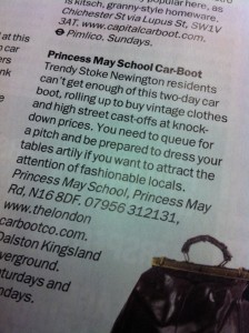 Princess May Road Car Boot Sale listing in TimeOut