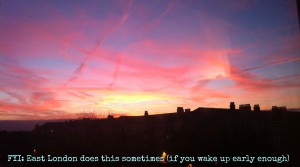 Sunrise over East London