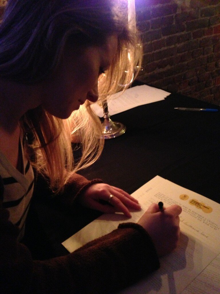 Signing my life away in Cafe de Mort