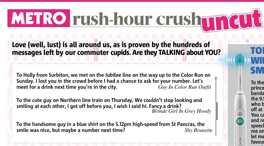 Rush Hour Crush Metro Newspaper London