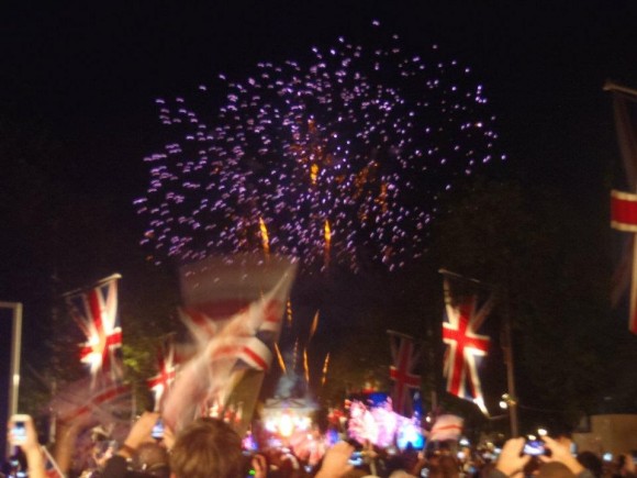 Crowds and fireworks at the Queen's Jubilee, London 2012