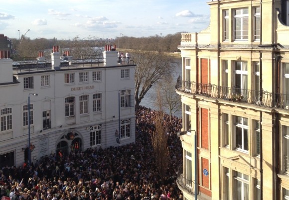 crowds in south west london for the boat race